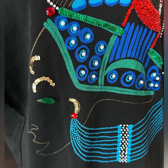 Oleg Cassini Milano NY Knit Sophisticates Vintage Sequin Beaded Woman Top - Picture 3 of 5